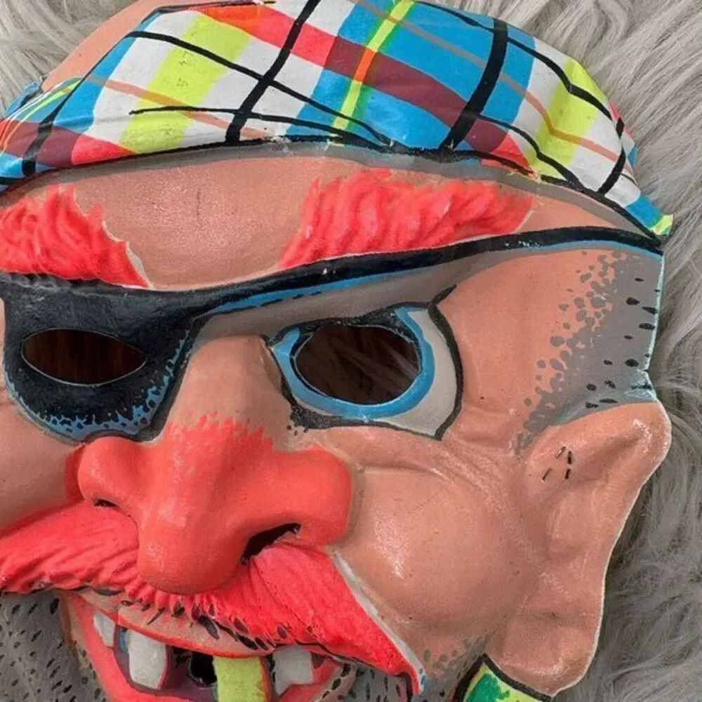 1970's VINTAGE BEN COOPER HALLOWEEN Plastic Mask‎ Ugly Pirate Bearded Man RARE